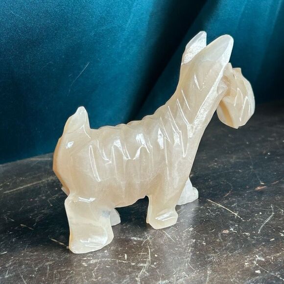 Vintage Hand Carved Onyx Schnauzer Dog Figurine - Picture 4 of 8